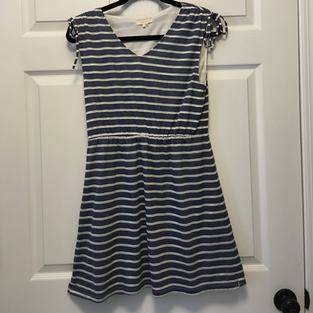 Anthropologie Tulle striped blue dress size M