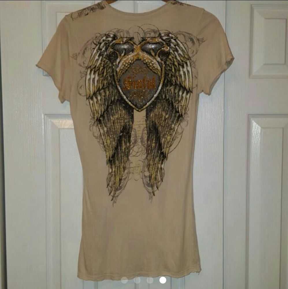 Women's SINFUL Rhinestone V-Neck