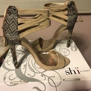 taupe colored heels, size 8