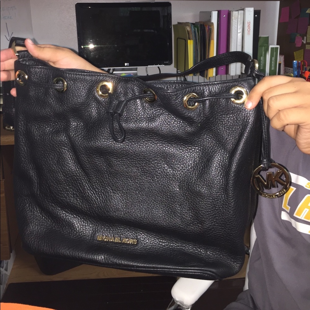 Leather Michael Kors Drawstring Purse