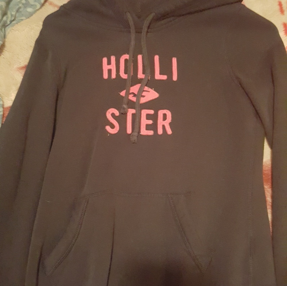 Navy blue and pink hollister hoodie