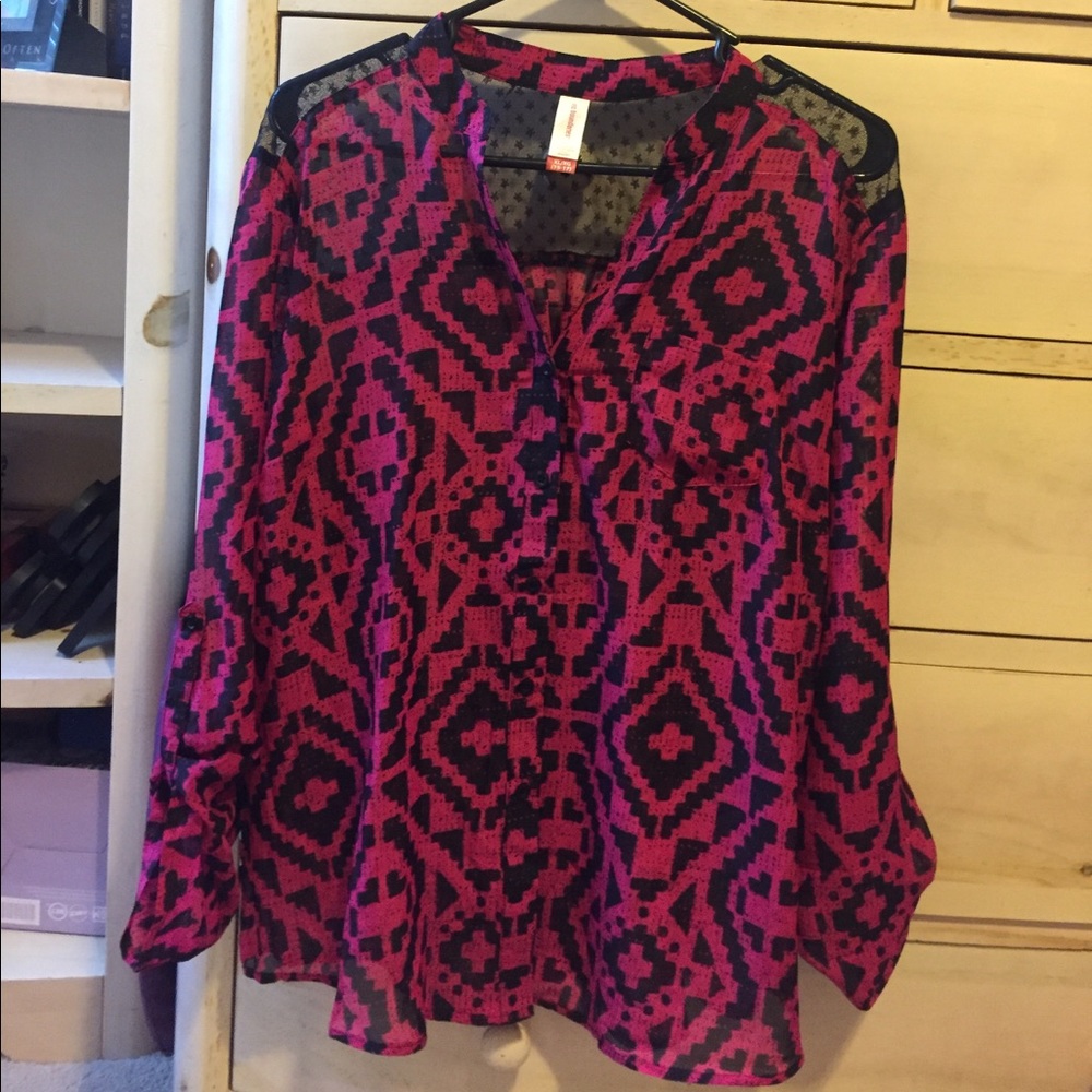 Pink and black blouse