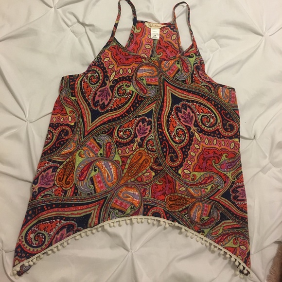 Open back patterned halter top tank top - Picture 1 of 4