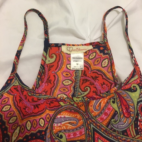 Open back patterned halter top tank top - Picture 3 of 4