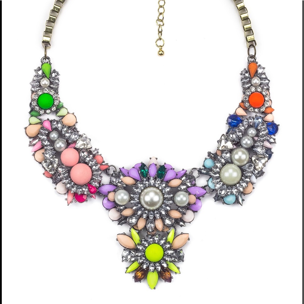Neon Color Retro Style Pearl Statement Necklace