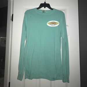 Blue green seaside long sleeve t-shirt