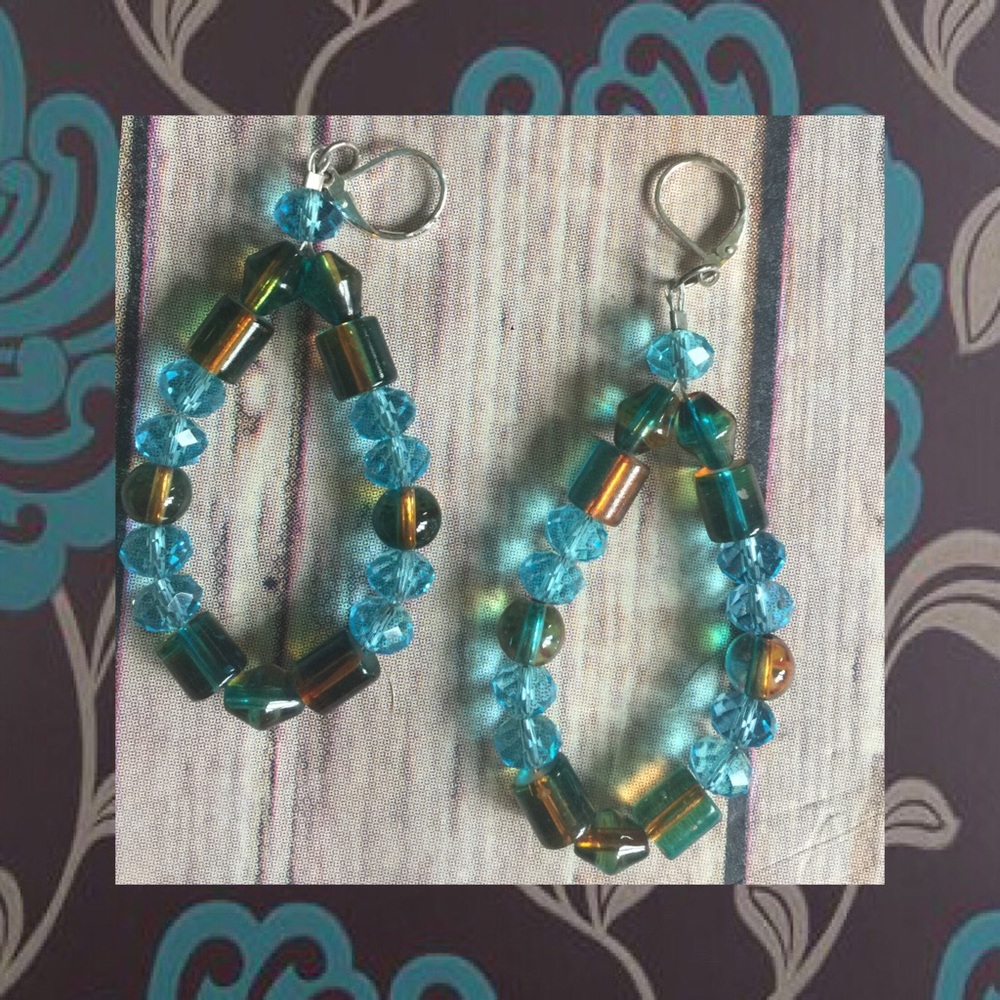 Bohemian earrings brown and teal/turquoise beads