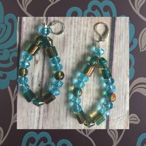 Bohemian earrings brown and teal/turquoise beads