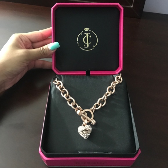 Juicy Couture Jewelry - Juicy Couture Pave Banner Heart Starter Necklace