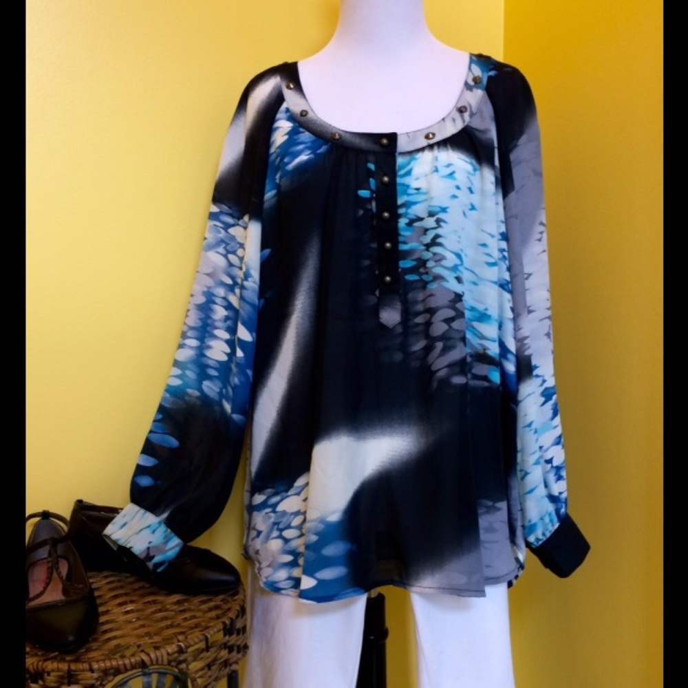 SALE!! NWT Style & Co. Sheer Multicolor Blouse, 1X