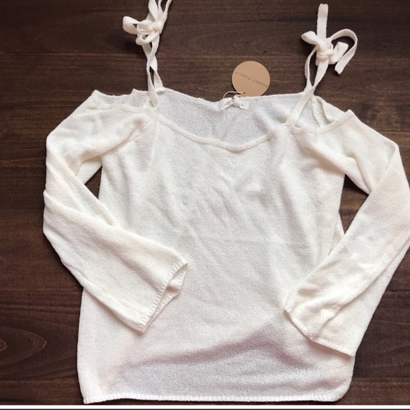 NWT Honey Punch Off Shoulder Ribbon Tie Top - Picture 5 of 5