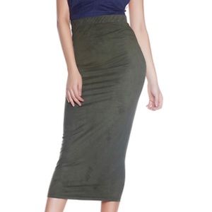 Suede Mauve high waisted long skirt