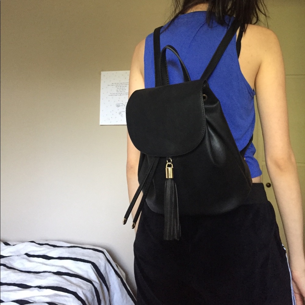 Leather black backpack