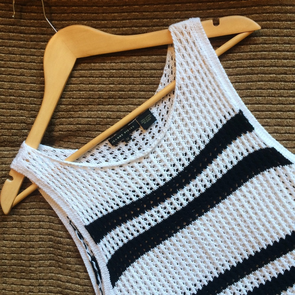 Jeanne Pierre Women's M Knit Top Vintage Long B&W