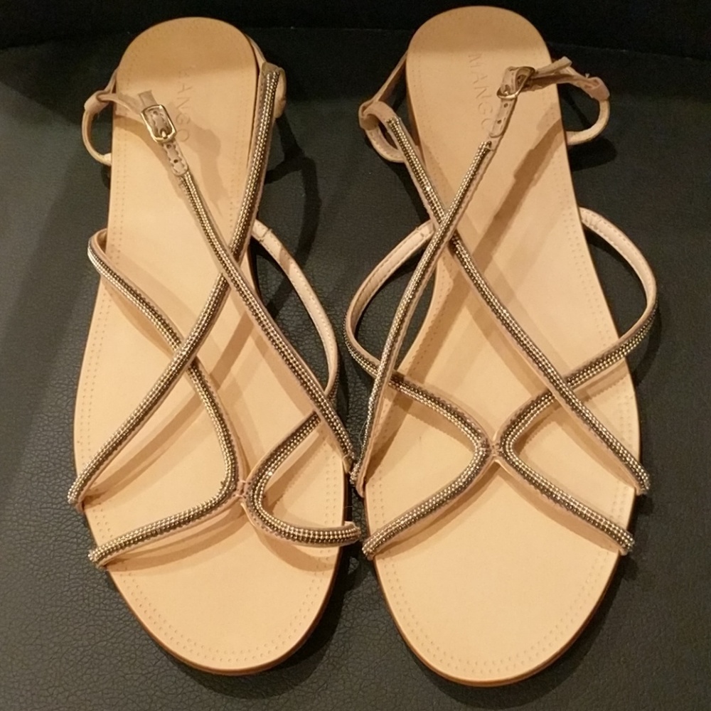 NBW beaded flat sandals