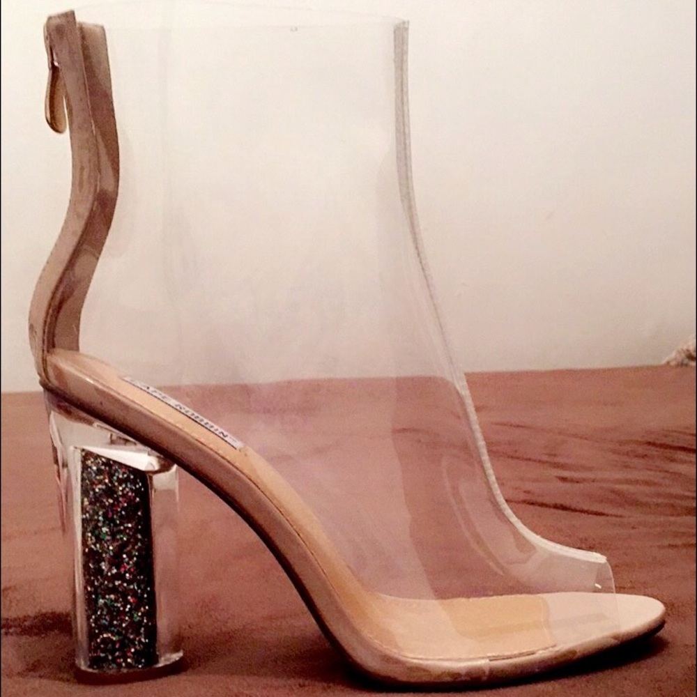 Cape Ribbon Glitter Peep-Toe Booties