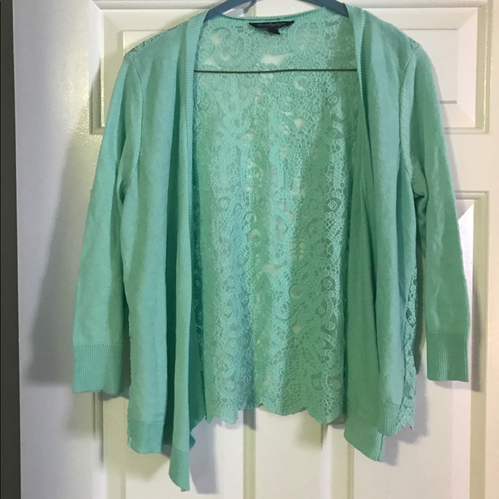 AE Lace Back Mint Sweater