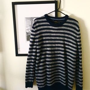 Grey and Blue Striped Wool Sweater