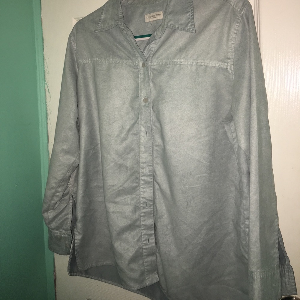 Baby mint loose button down shirt
