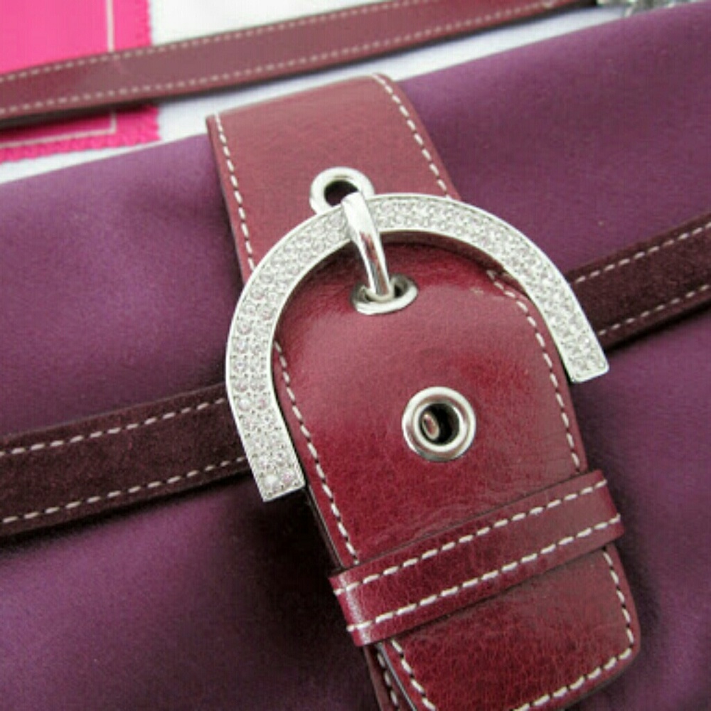 Coach Plum Satin Flap Clutch - Picture 2 of 8
