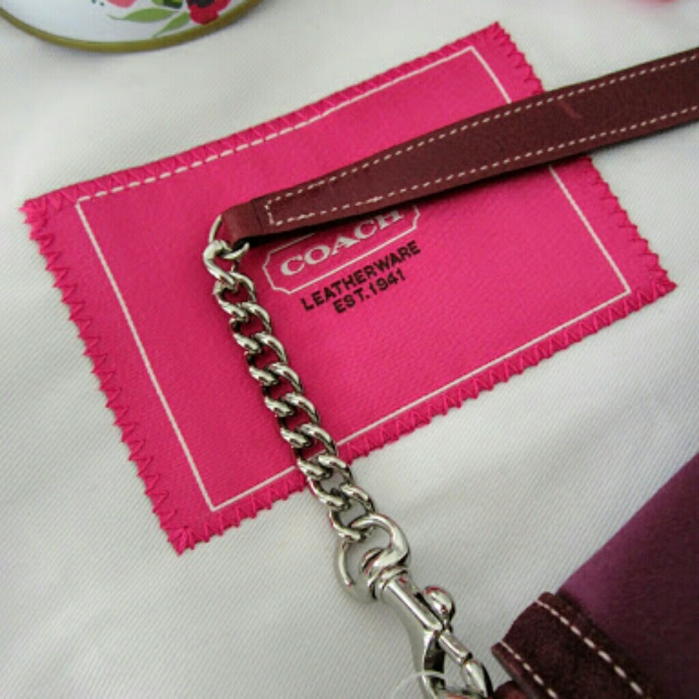 Coach Plum Satin Flap Clutch - Picture 3 of 8