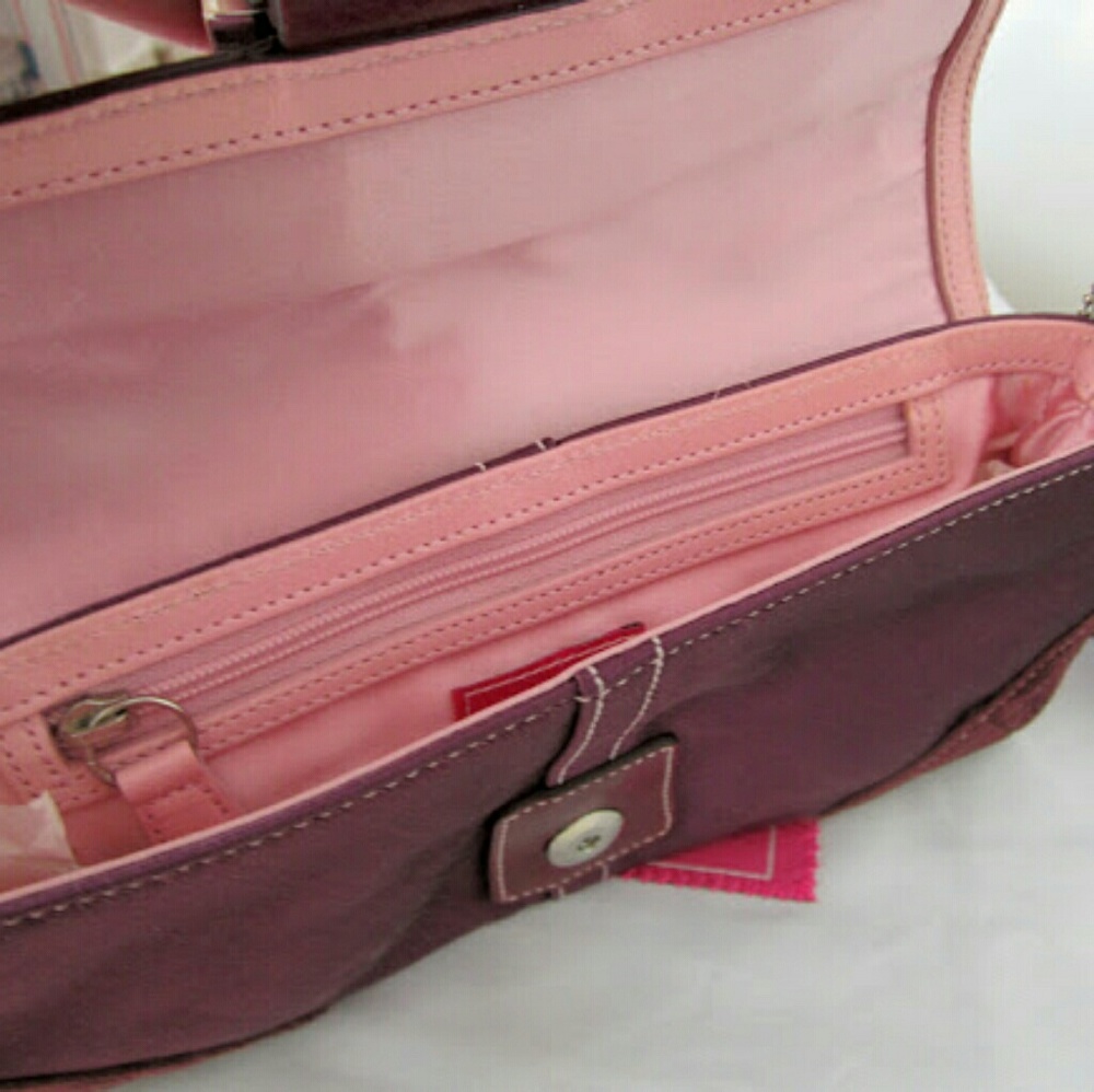 Coach Plum Satin Flap Clutch - Picture 6 of 8