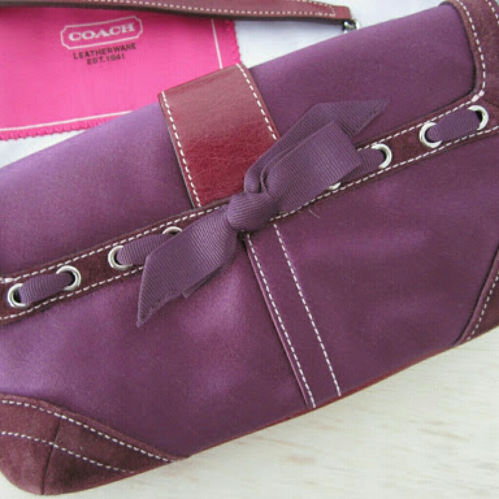 Coach Plum Satin Flap Clutch - Picture 5 of 8