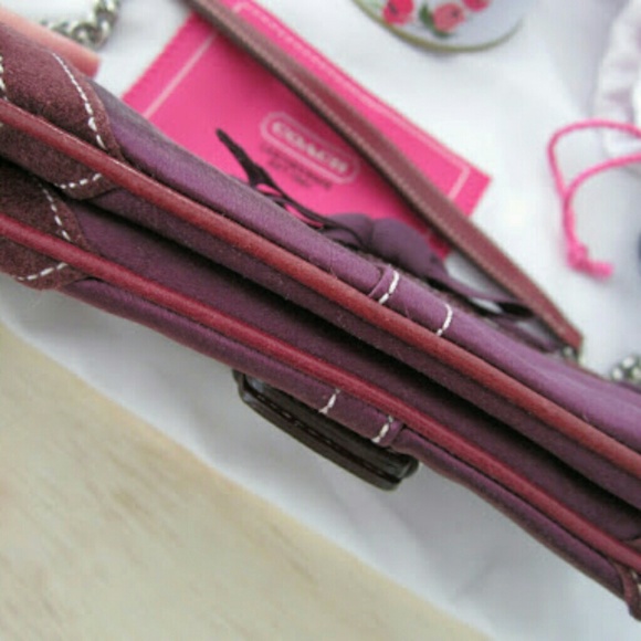 Coach Plum Satin Flap Clutch - Picture 4 of 8