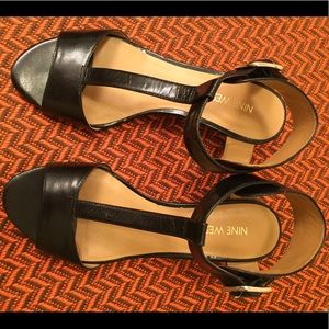 Black leather sandals