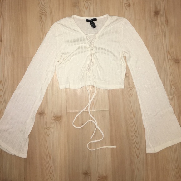 Long sleeve tie up crop top - Picture 1 of 3