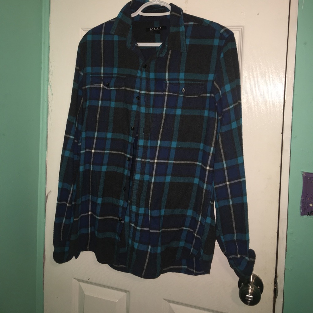 Blue grey and white flannel