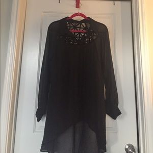 City Chic flow see thru black blouse