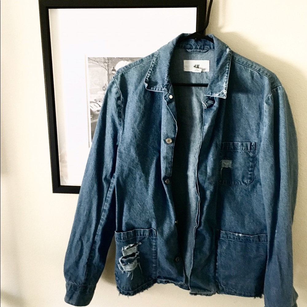 Distressed Denim Shirt Jacket
