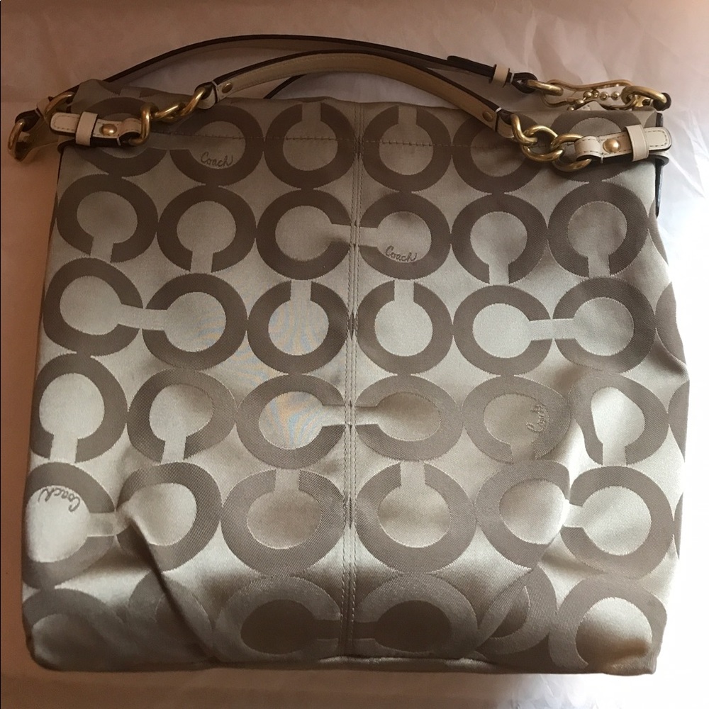 Coach Tan Signature Sateen khaki Purse