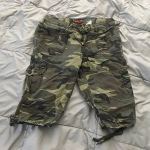 Long camouflage cargo shorts