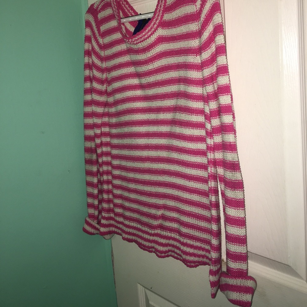 Pink and white stripped sweatshirt