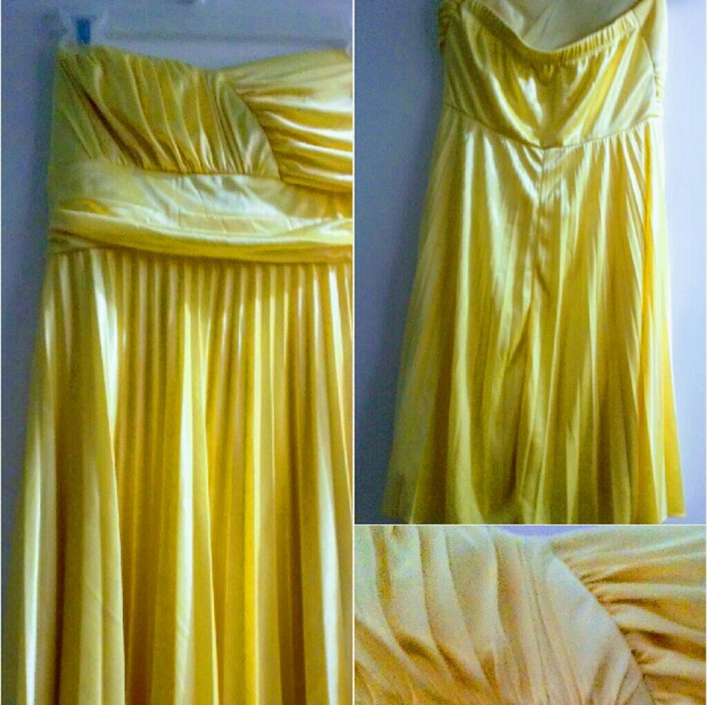 Knee length yellow formal cocktail dress