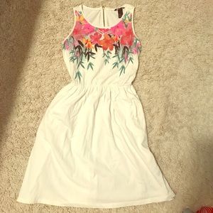 H&M White Tropical Floral Dress