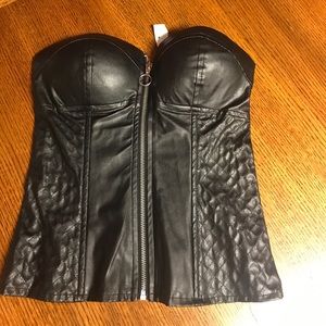 Never worn black leather top