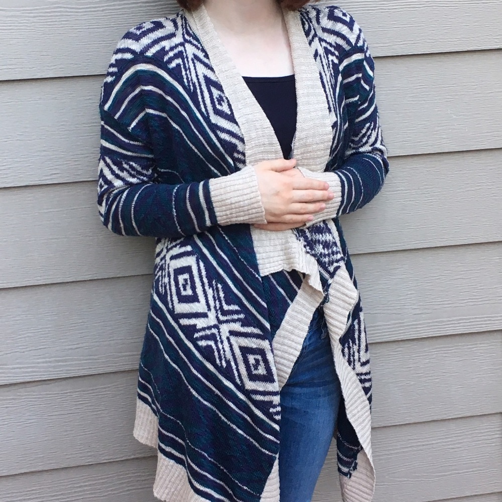 Aztec Print Oversized Cardigan