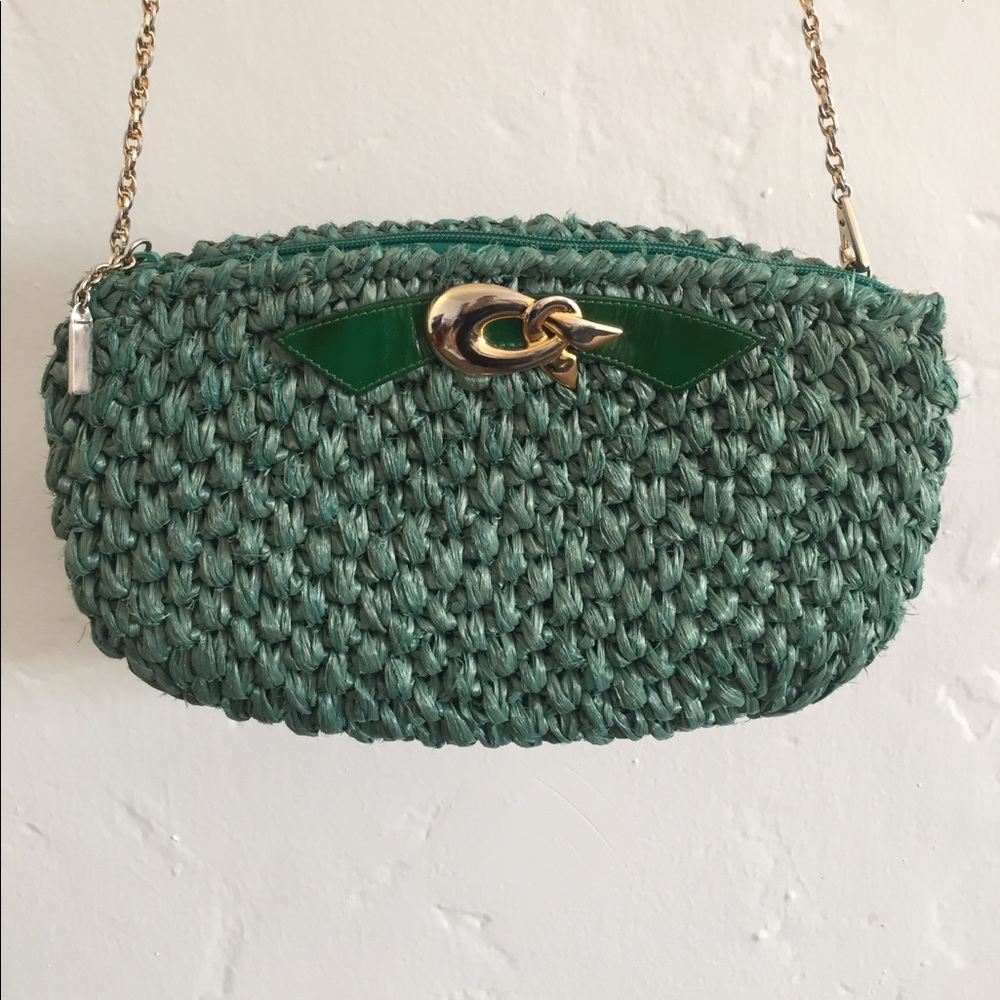 Rodo green knitted vintage purse