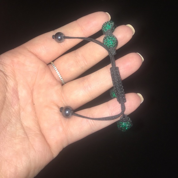 Green Shamballa bracelet with real crystals - Picture 2 of 2