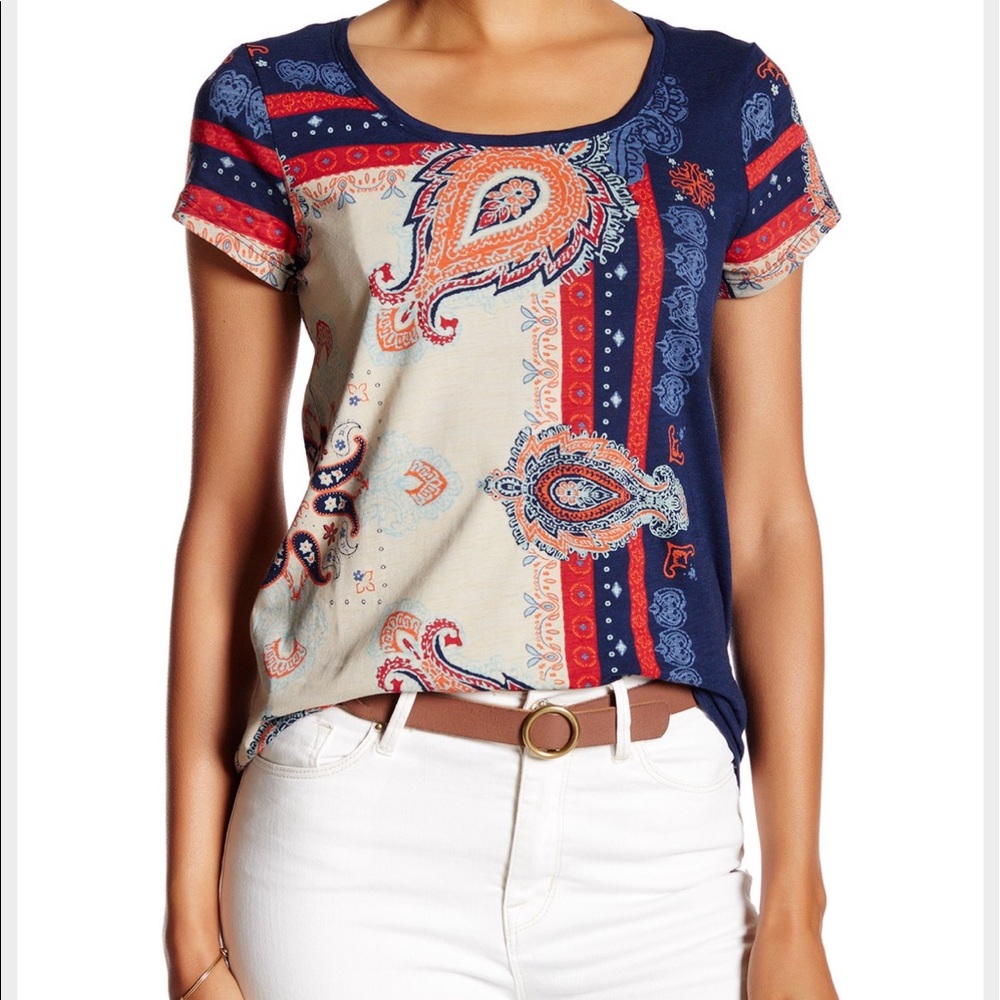 NWOT Lucky Americana Bandana Navy Tee Sz M