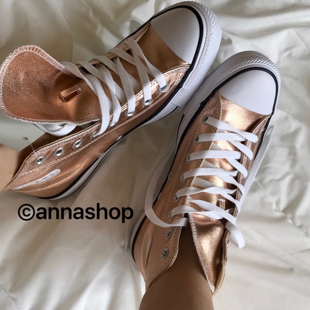☀️HP☀️NWT rose gold converse high top - Picture 3 of 7