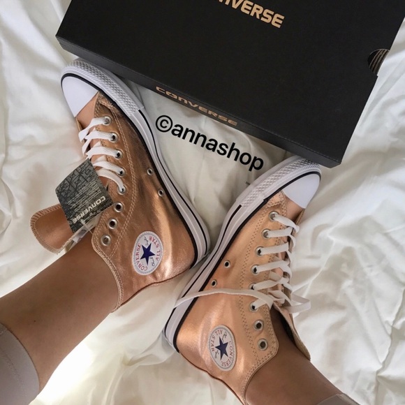 ☀️HP☀️NWT rose gold converse high top - Picture 2 of 7