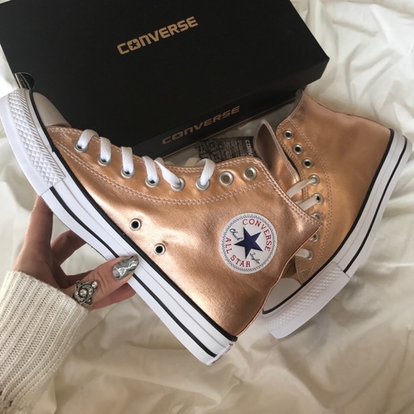☀️HP☀️NWT rose gold converse high top - Picture 5 of 7