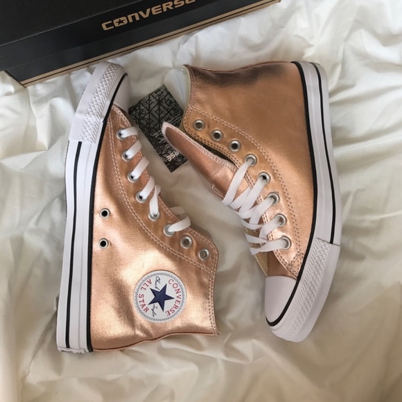 ☀️HP☀️NWT rose gold converse high top - Picture 7 of 7