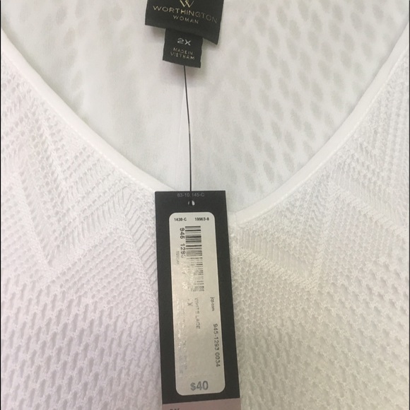 JCP/Worthington White Lace Handkerchief Top - Picture 2 of 3