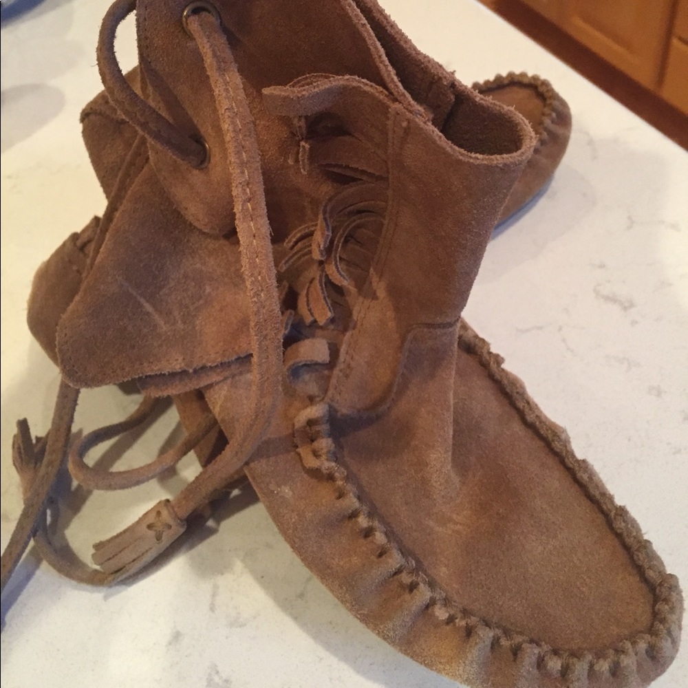 J.Crew ankle moccasins with lace up detail