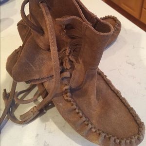 J.Crew ankle moccasins with lace up detail